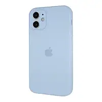 Силиконовый чехол Full Silicone Case для iPhone 11 c закрытым низом и защитой камеры квадратные борты голубой