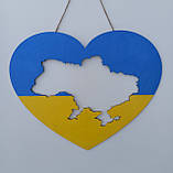 Жовто блакитне серце з картою України всередині декор на двурі чи стіну. карта України, фото 4
