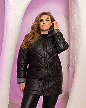 Жіноча куртка демісезонна подовжена з плащової тканини на синтепоні великі розміри, фото 2