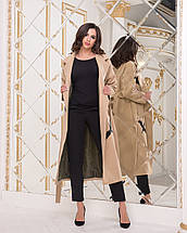 Жіноче класичне демісезонне пальто видовжене з кашеміру розміри норма та батал, фото 3