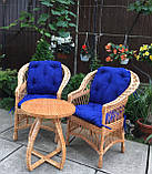 2 крісла "Обічні" із синіми подушками + столик із вигнутими ніжками, фото 2