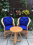 2 крісла "Обічні" із синіми подушками + столик із вигнутими ніжками, фото 4