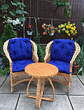 2 крісла "Обічні" із синіми подушками + столик із вигнутими ніжками, фото 5