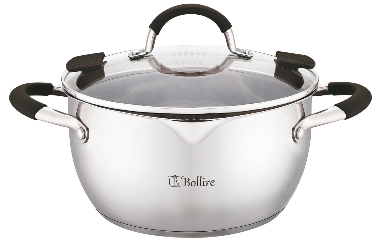 Каструля Bollire Trento BR-2404, 4. 7 л, 24 см, з нержавіючої сталі з кришкою, для всіх типів плит