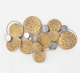 Настінний декор зі скла та металу сіро-золотий Гранд Презент 81018