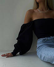 Блузка чорна з довгим рукавом, фото 2