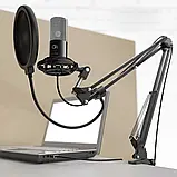 Fifine T670 USB мікрофон зі стійкою, павуком і попфільтром — Чорний, фото 5