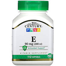 Вітамін Е, 21st Century "Vitamin E" 90 мг (200 МО) (110 гелевих капсул)
