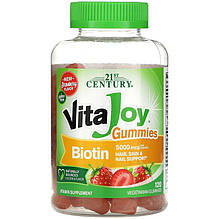 Жувальний біотин 21st Century "VitaJoy Biotin Gummies" 5000 мкг, смак полуниці (120 жувальних цукерок)