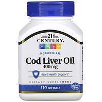 Масло печени трески 21st Century "Norwegian Cod Liver Oil" здоровье сердца (110 гелевых капсул)