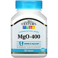 Оксид магния, 21st Century "MgO" 400 мг, поддержка костей и мышц (90 таблеток)