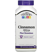 Корица с хромом 21st Century "Cinnamon Plus Chromium" 500 мг (120 капсул)