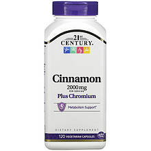 Кориця з хром 21st Century "Cinnamon Plus Chromium" 500 мг (120 капсул)