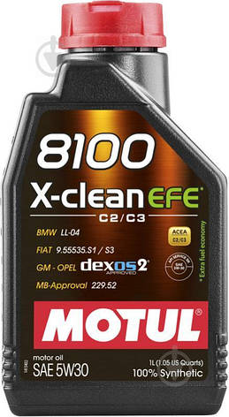 МОТОРНОЕ МАСЛО MOTUL 8100 X-CLEAN EFE SAE 5W-30 1 Л, фото 2