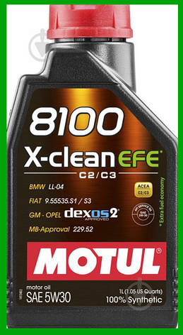 МОТОРНОЕ МАСЛО MOTUL 8100 X-CLEAN EFE SAE 5W-30 1 Л, фото 2