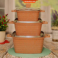 Набір каструль Benson BN-368  з гранітним покриттям з 6 предметів