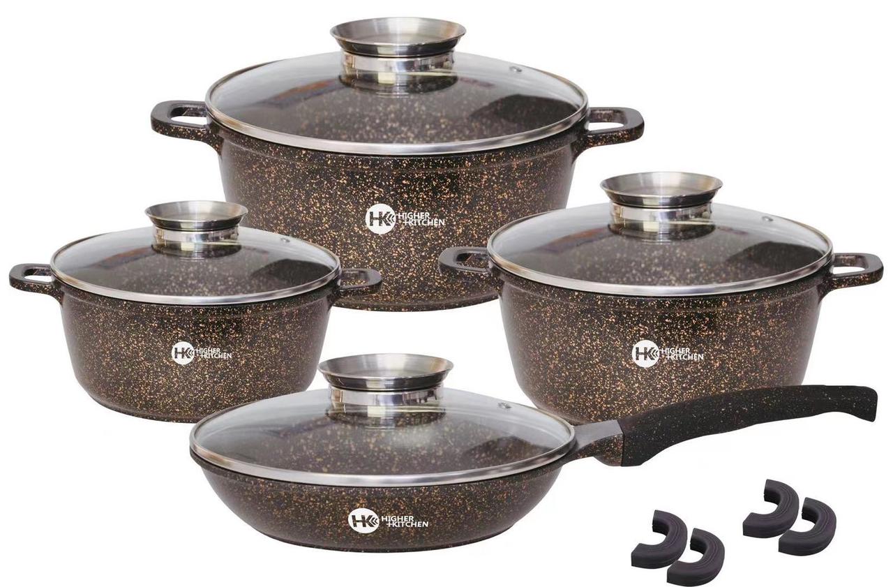 Набір посуду з гранітним покриттям Higer Kitchen ПК-310 ( 2.5/4.5/6.7 л)- Коричневий