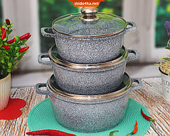 Набір каструль Benson BN-383 з гранітним покриттям з 6 предметів