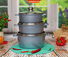 Набір каструль Benson BN-385 з гранітним покриттям з 6 предметів