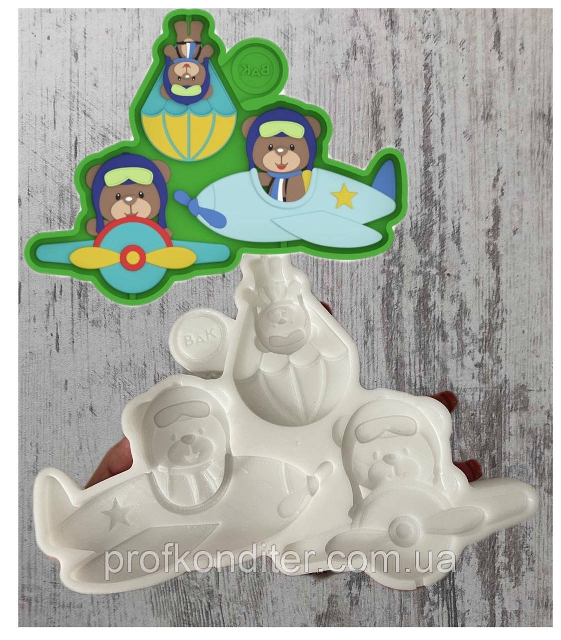 ЕКСКЛЮЗИВ! Силіконовий авторський Молд для шоколаду, карамелі і мастики "Ведмедики-тедді льотчики", фото 1