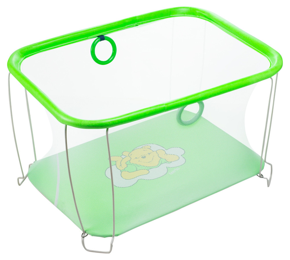 Манеж Qvatro Сонечко-02 дрібна сітка зелений (winnie pooh), фото 1