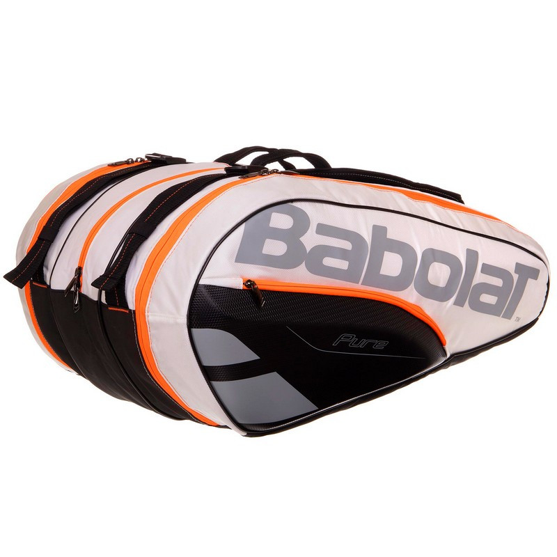 Чехол для теннисных ракеток BABOLAT RH X12 PURE WHITE BB751114-142 (до 12 ракеток) белый-черный-оранжевый - фото 4 - id-p1590944548