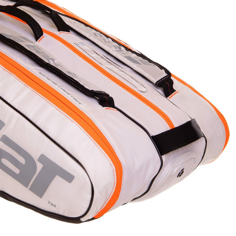 Чехол для теннисных ракеток BABOLAT RH X12 PURE WHITE BB751114-142 (до 12 ракеток) белый-черный-оранжевый - фото 7 - id-p1590944548