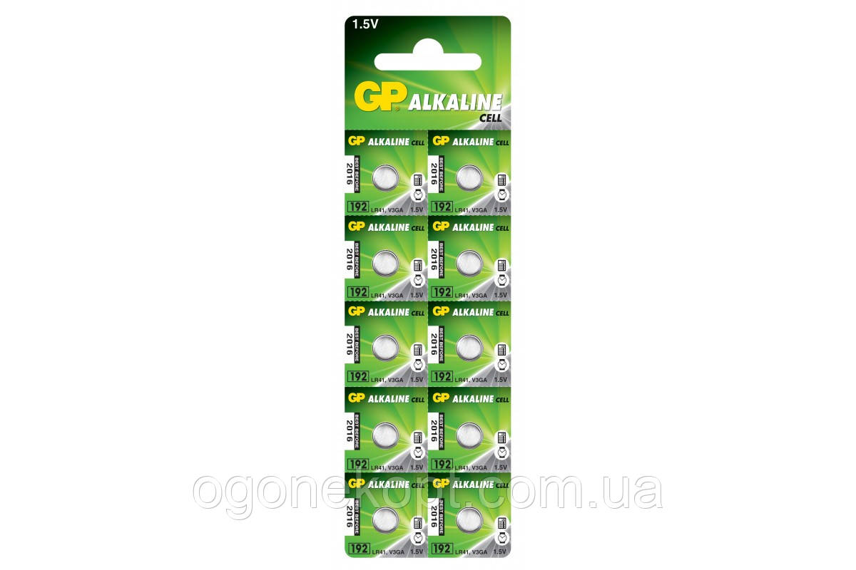 Батарейки GP Alkaline AG3 (192-U10, LR41), 1.5V Alkaline