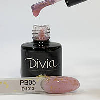 Базовое покрытие для ногтей Divia цветное с золотой поталью Potal Color Base №PB05