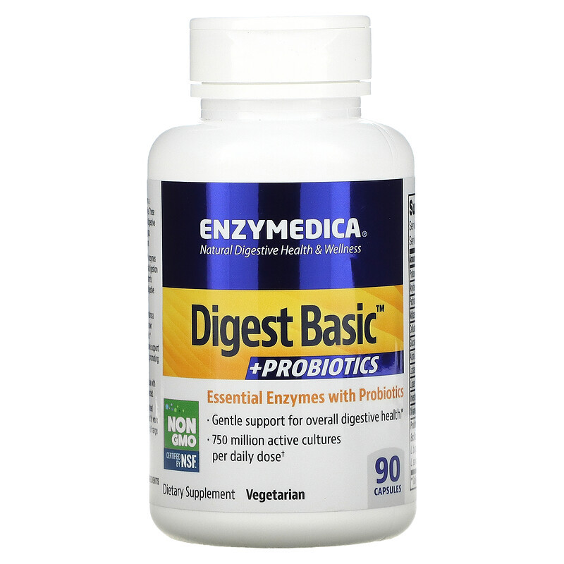 Enzymedica, Digest Basic, ферменти з пробіотиками, 90 капсул