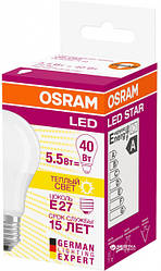 Лампа LED Osram CL A LS 40 5,5 W/827 230V FR E27