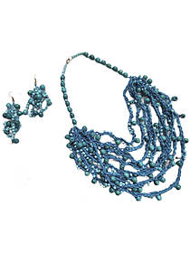 Гарнітур "Блакитна лагуна": намисто і сережки