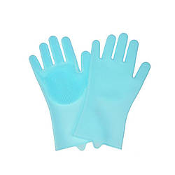 Силіконові рукавички для миття посуду, бірюзовий