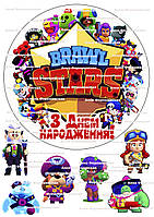 №17 Цукрова картинка бравл старс кругла на торт для торта харчовий друк їстівний папір