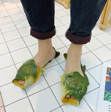 Пляжні капці у формі риби Зелені р-р 46/47, фото 1