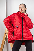 Подовжена жіноча куртка оверсайз з асиметричним низом розміри норма та батал