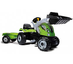 Дитячий трактор на педалях з причепом Farmer Max Smoby