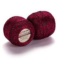YarnArt CAMELLIA (Камелія) № 426 бордовий (Пряжа з металевими блистерами, нитки для в’язання)