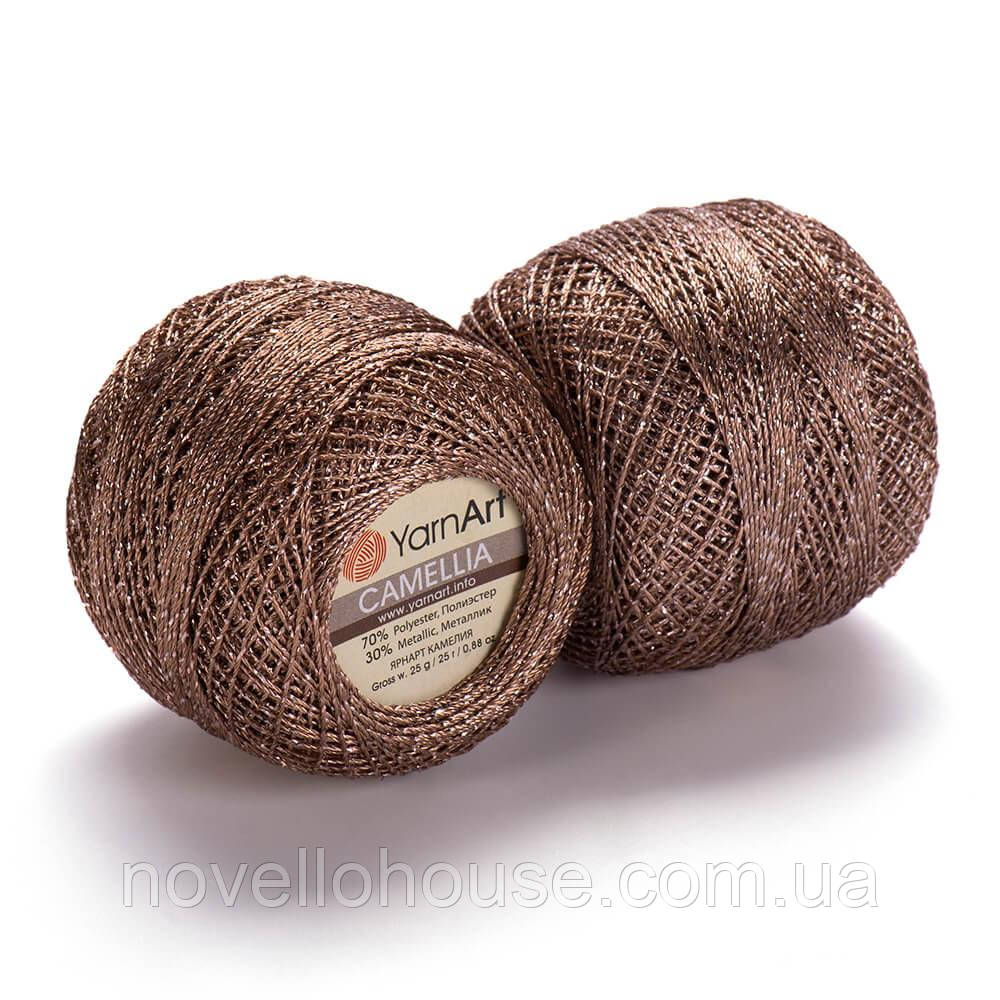 YarnArt CAMELLIA (Камелія) № 429 світло-коричневий (Пряжа з металевими блистерами, нитки для в’язання)
