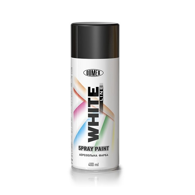 Акрилова аерозольна фарба Domex White Line RAL9005m Чорна матова 400 мл, фото 1