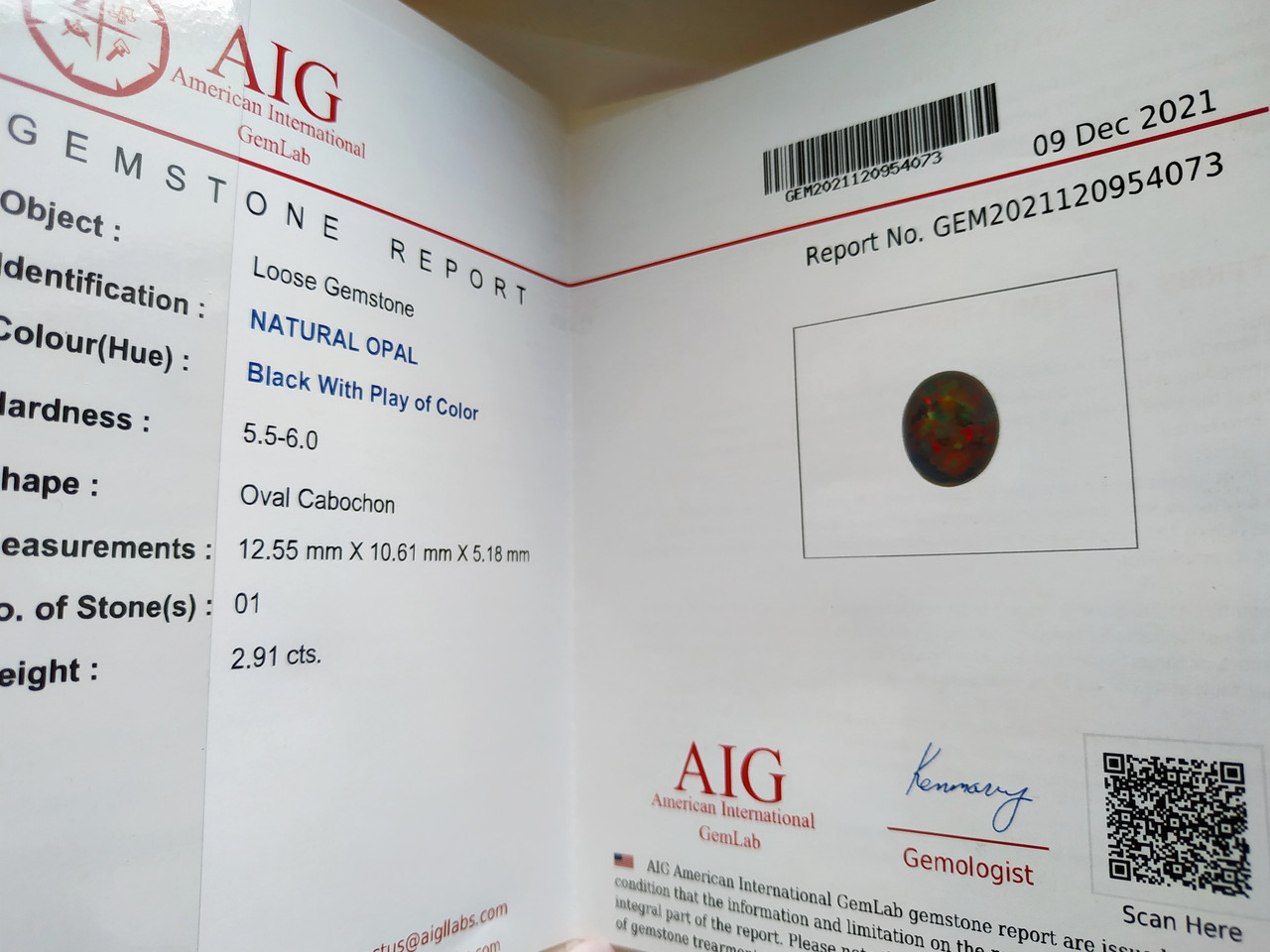 Кольцо с сертифицированным черным эфиопским опалом 2.91ct в огранке кабошон 12.5х10.6мм и фианитами - фото 8 - id-p1591042294
