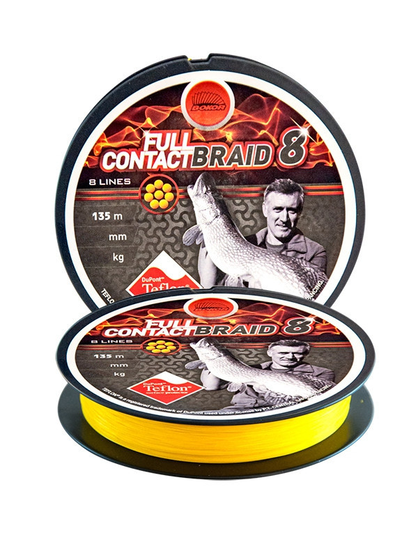 Шнур Bokor Full Contact X8 Braid Teflon Yellow 135м 0.22мм 16.4кг