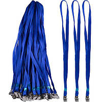 Верёвочка для бейджика с прищепкой синяя 3-214 в упаковке 100 шт