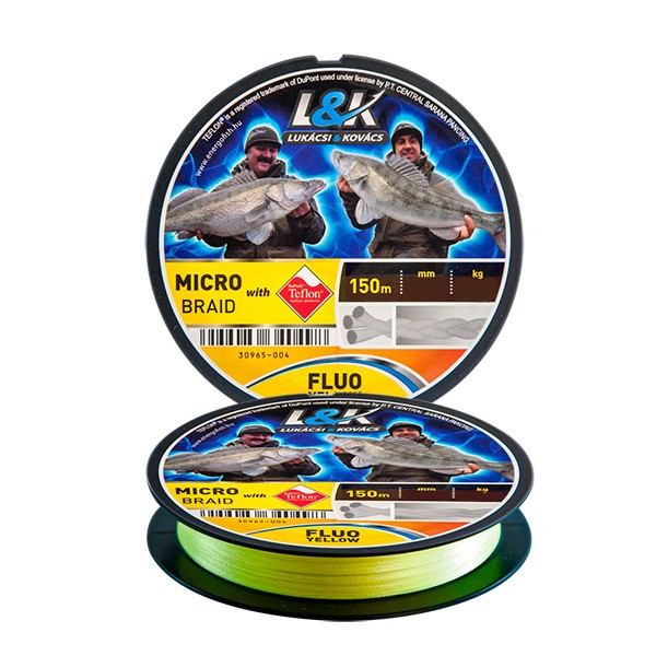 Шнур L&K X3 Micro Braid Teflon Fluo Yellow 150м 0.12мм 6.82кг
