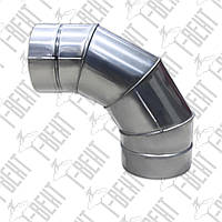 Відведення з нержавіючої сталі Ø200-90° (0,8 мм)