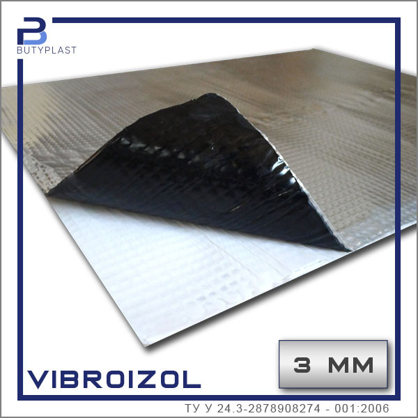 Віброізоляція авто, шумоізоляція авто Віброізол 3*500*600 мм фольга 70 мкм | Vibroizol. Обезшумка, шумка.