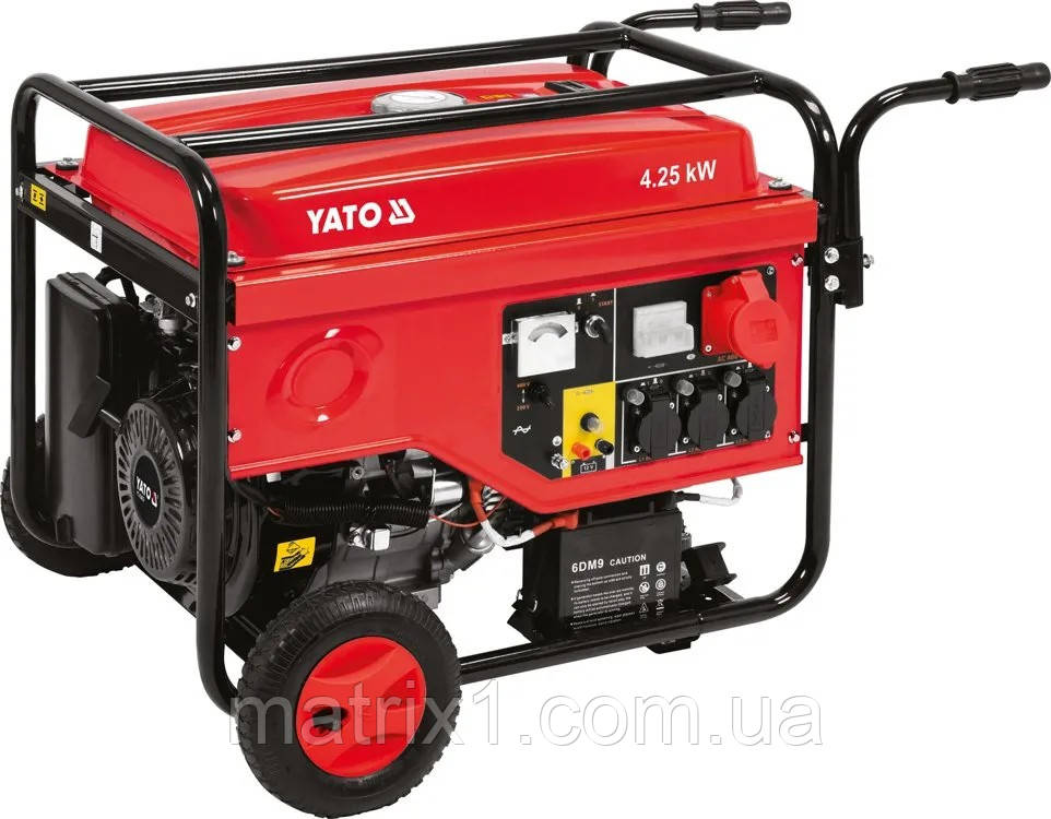 Генератор бензиновий 4.25/5.5 кВт, U= 230/380 В, 3 фази, бак 25 л, витрата 1,1 л/год  YATO, фото 1