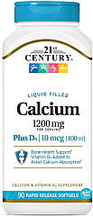 Кальцій плюс вітамін Д3 21st століття 1200 мг 90 рідких капсул
