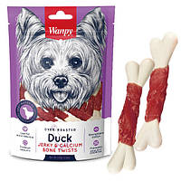 Wanpy Duck Jerky & Calcium Bone Twists ВАНПИ КОСТЬ С ВЯЛЕНОЙ УТКОЙ И КАЛЬЦИЕМ лакомство для собак (100гр)
