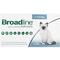 Broadline spot-on Краплі на холку для кішок до 2.5 кг від бліх, кліщів і глистів 1 шт.